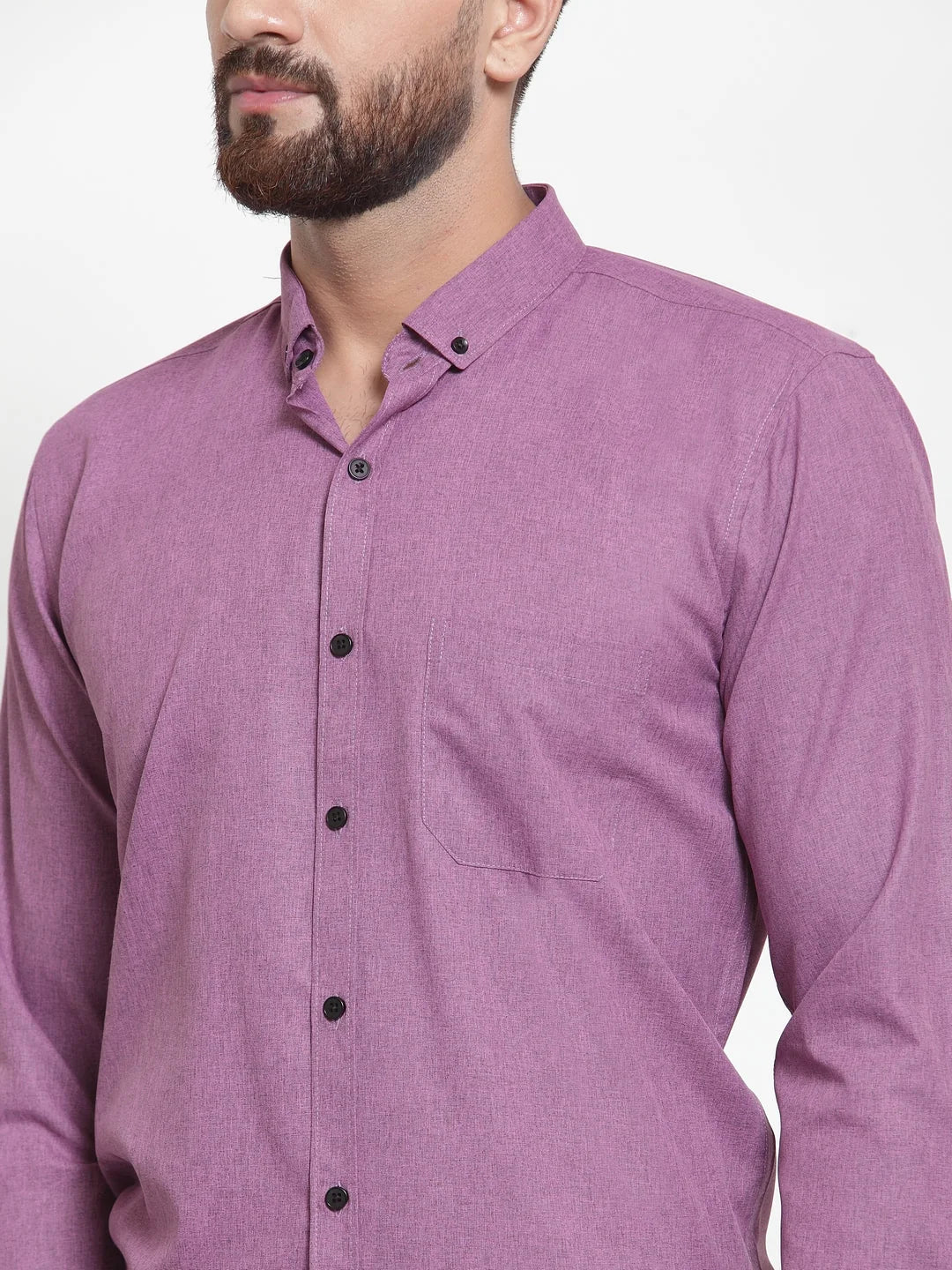 Purple Cotton Mens Shirt - Solid Formal Shirts | Indian Needle