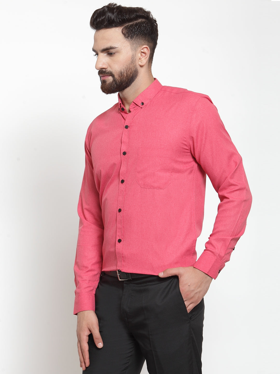 Red Cotton Mens Shirt - Solid Formal Shirts | Indian Needle
