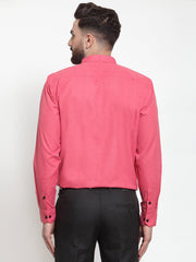 Indian Needle Red Men's Cotton Solid Button Down Formal Shirts