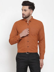 Indian Needle Rust Men's Cotton Solid Button Down Formal Shirts
