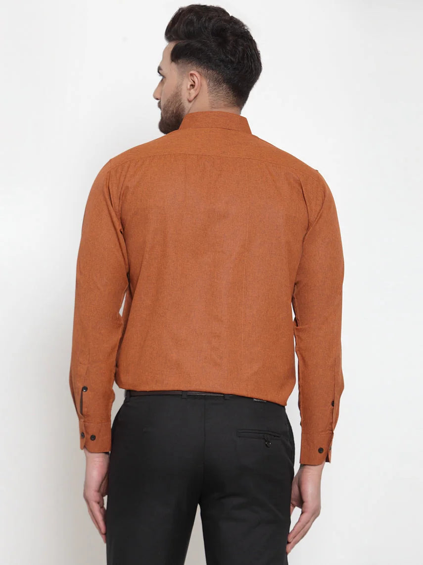 Rust Cotton Formal Shirt for Men | Solid Button Down Mens Shirt