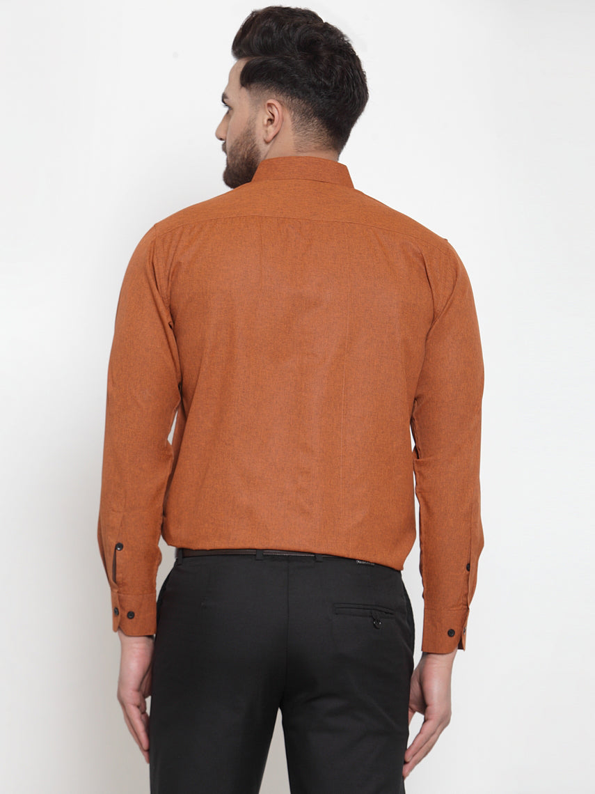 Rust Cotton Formal Shirt for Men | Solid Button Down Mens Shirt