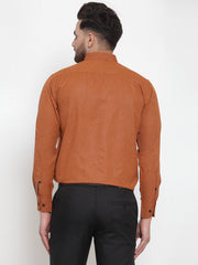 Indian Needle Rust Men's Cotton Solid Button Down Formal Shirts