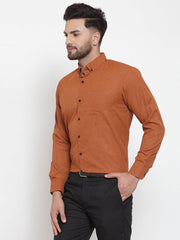 Indian Needle Rust Men's Cotton Solid Button Down Formal Shirts