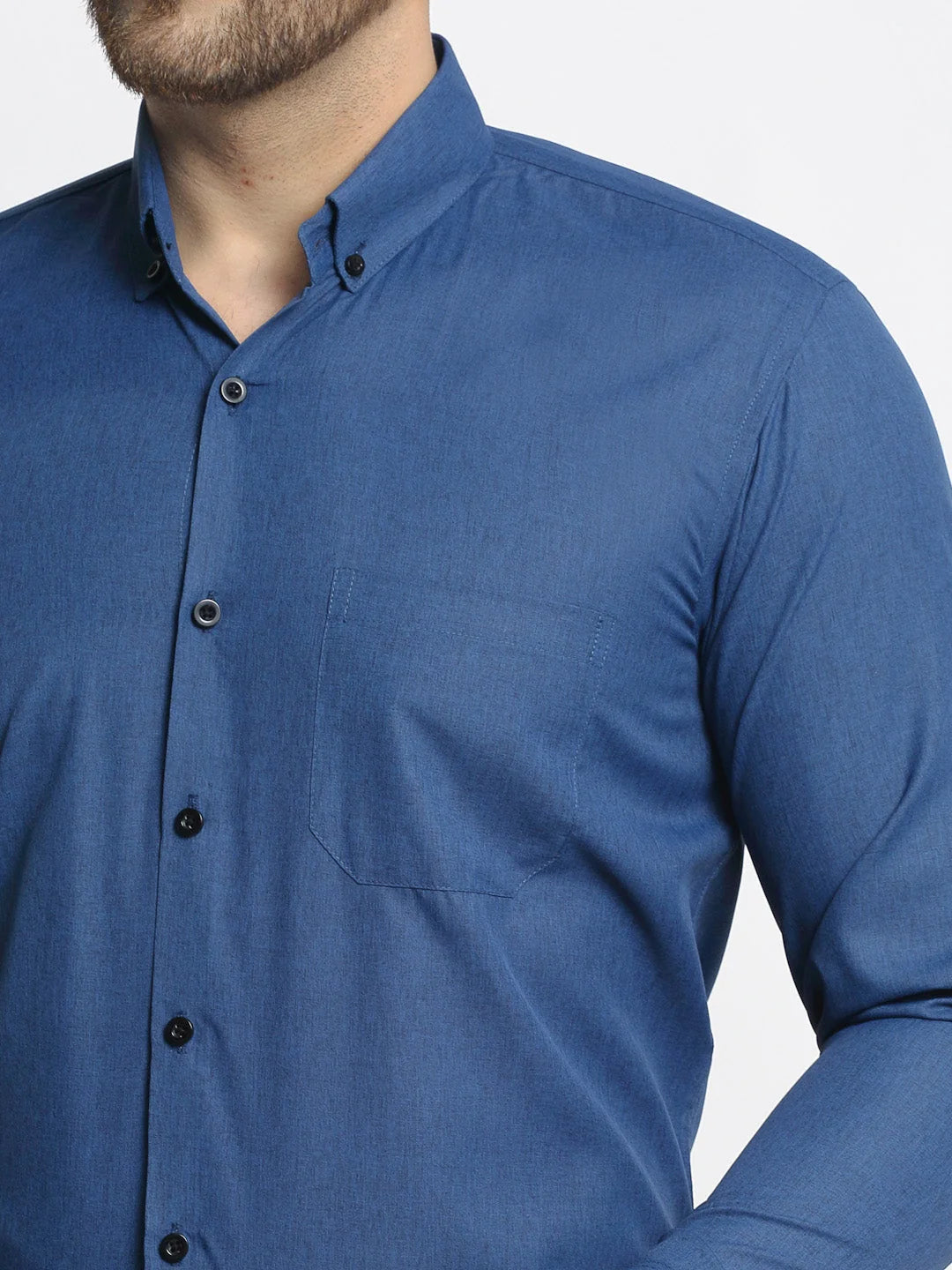 Navy Cotton Solid Formal Shirts - Button Down Mens Shirt Shop