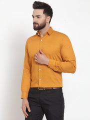 Indian Yellow Men's Cotton Polka Dots Formal Shirts