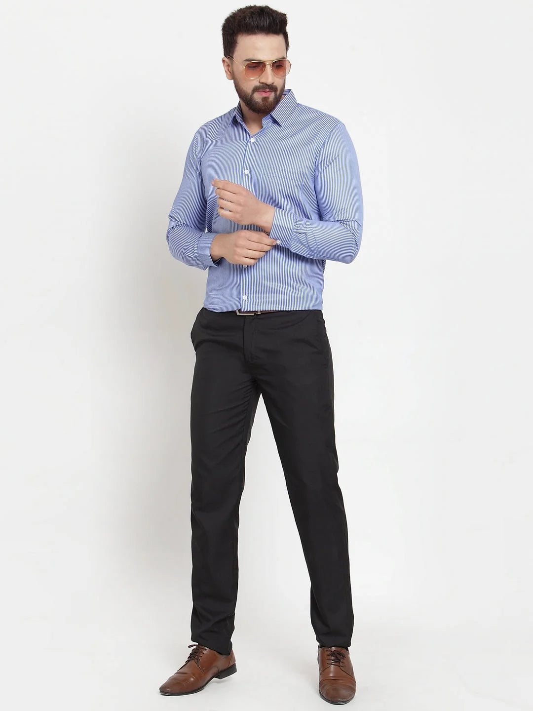 Blue Cotton Striped Formal Shirt | Men's Cotton Shirt Collection