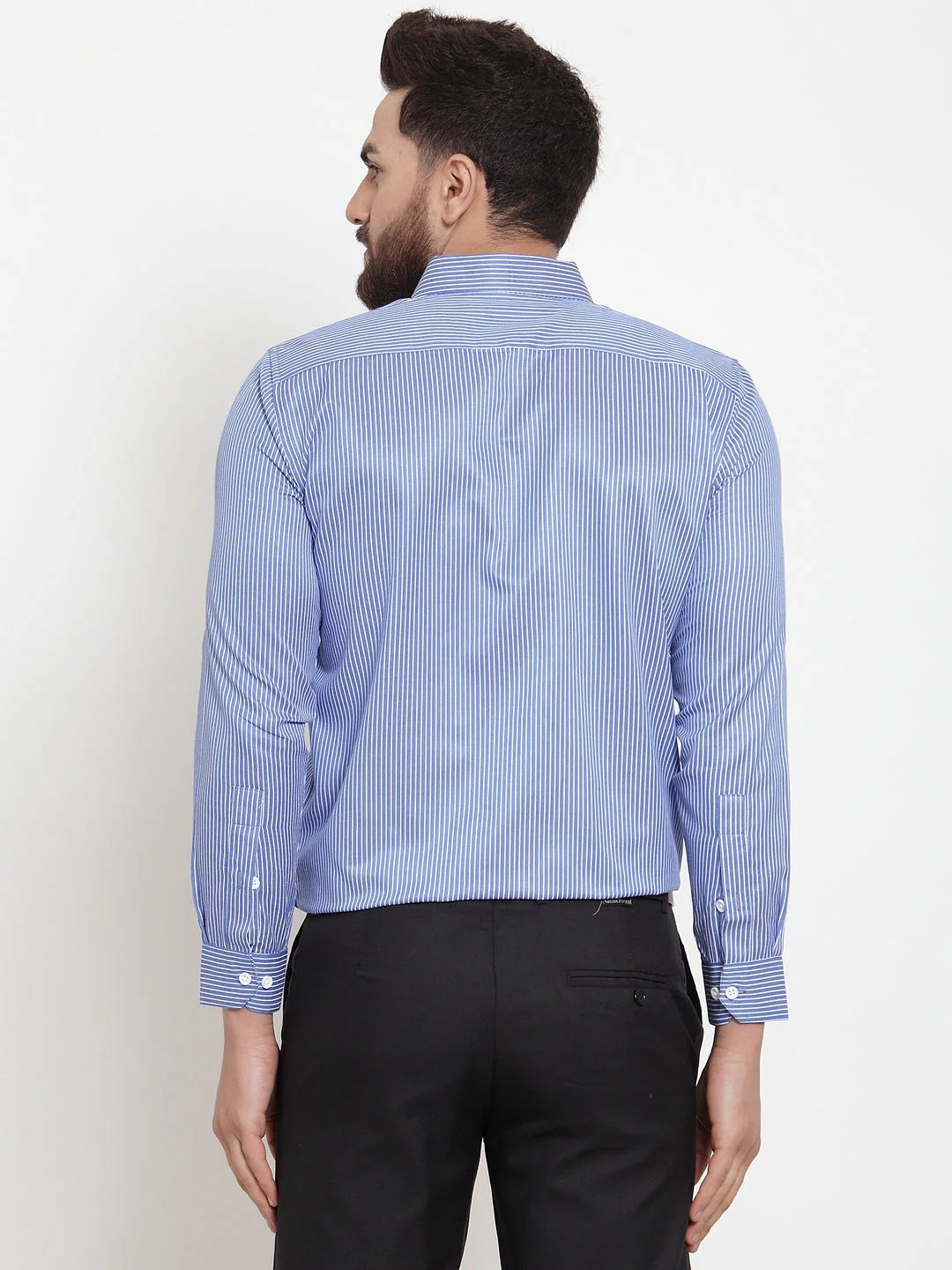 Blue Cotton Striped Formal Shirt | Men's Cotton Shirt Collection
