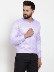 Indian Needle Purple Men's Cotton Stiped Formal Shirts