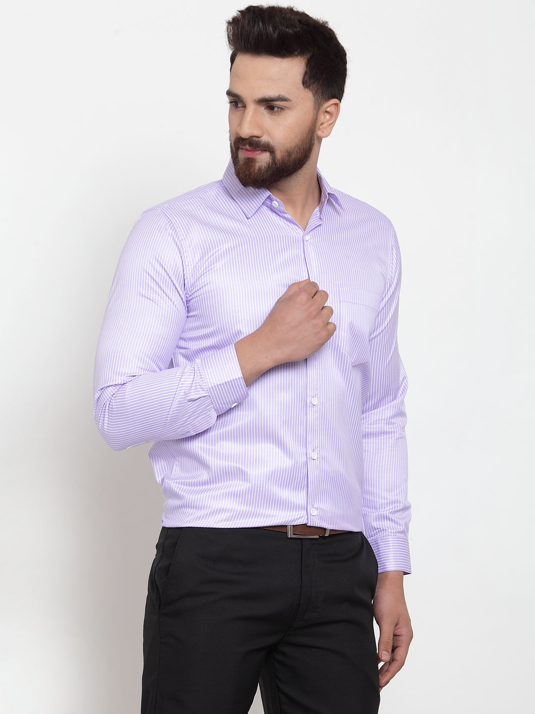 Purple Cotton Striped Formal Shirt | Men's Formal Shirts Sale