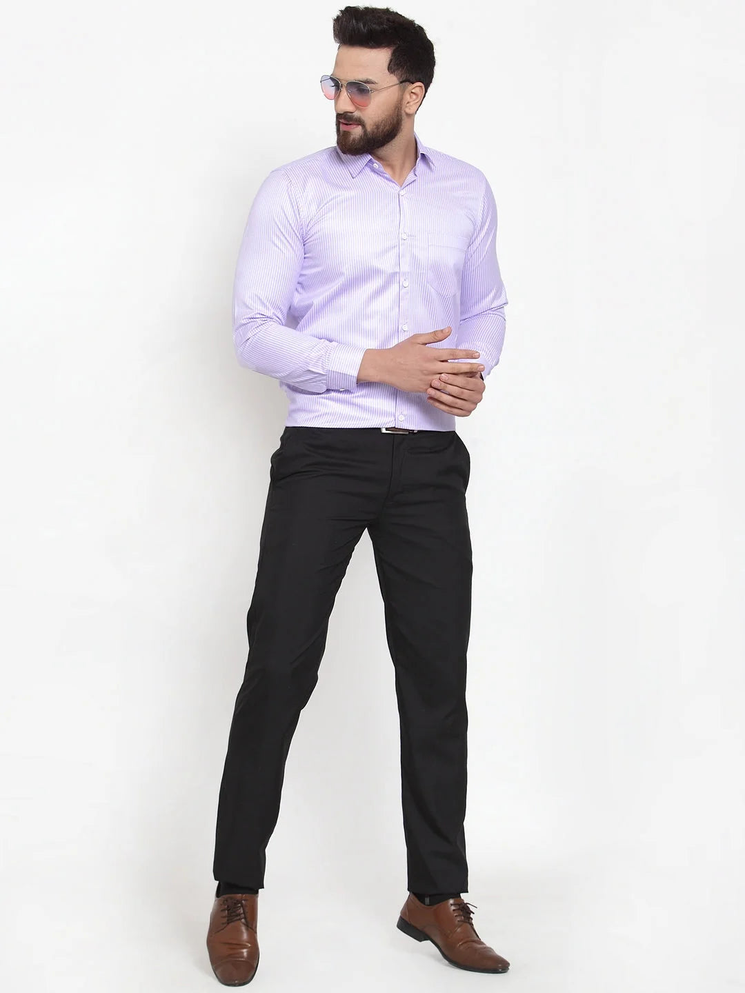 Purple Cotton Striped Formal Shirt | Men's Formal Shirts Sale