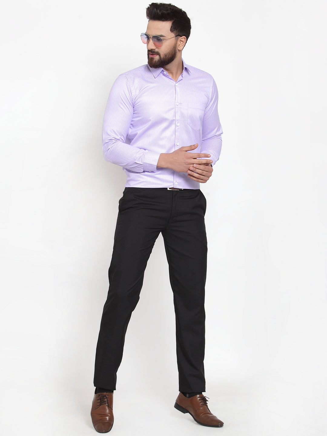Purple Cotton Striped Formal Shirt | Men's Formal Shirts Sale