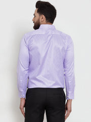 Indian Needle Purple Men's Cotton Stiped Formal Shirts