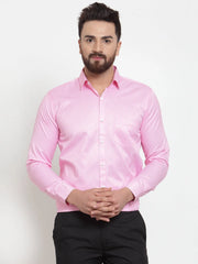 Indian Needle Pink Men's Cotton Stiped Formal Shirts