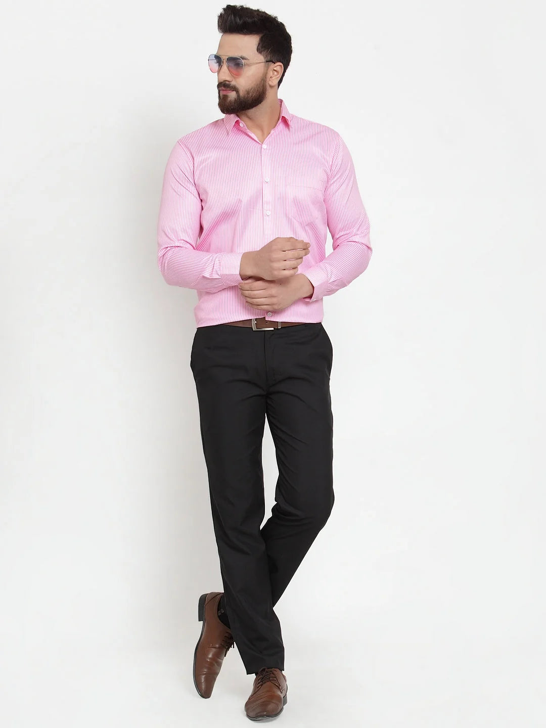 Pink Cotton Striped Formal Shirt | Stylish Men's Formal Shirts
