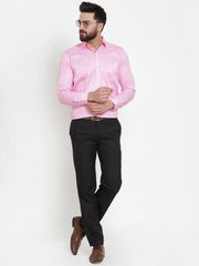 Indian Needle Pink Men's Cotton Stiped Formal Shirts