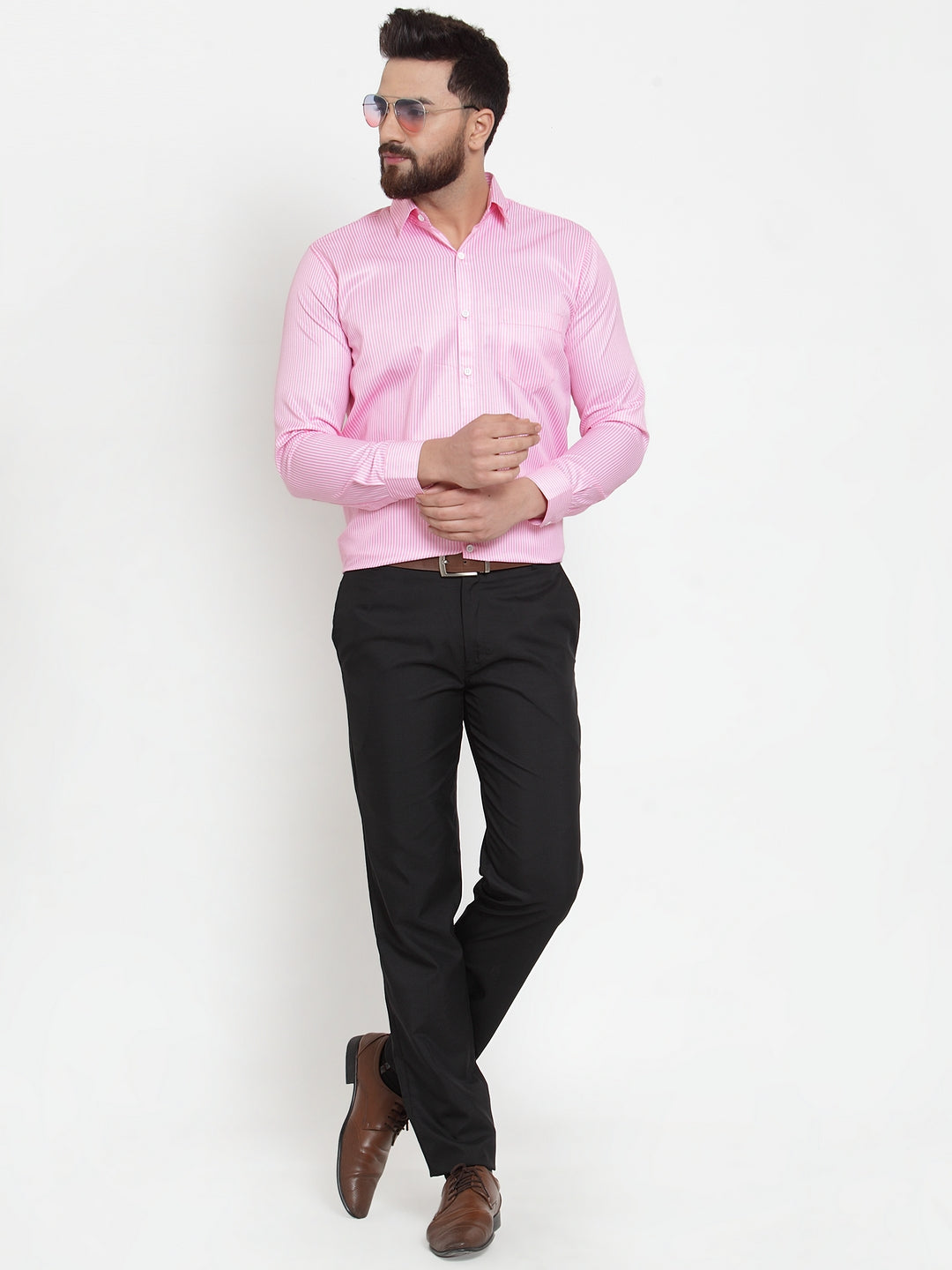 Pink Cotton Striped Formal Shirt | Stylish Men's Formal Shirts
