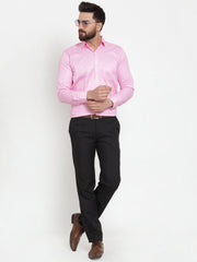 Indian Needle Pink Men's Cotton Stiped Formal Shirts
