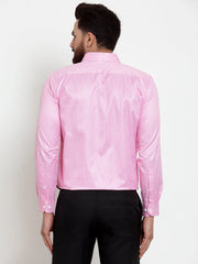 Indian Needle Pink Men's Cotton Stiped Formal Shirts