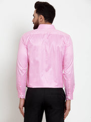 Indian Needle Pink Men's Cotton Stiped Formal Shirts