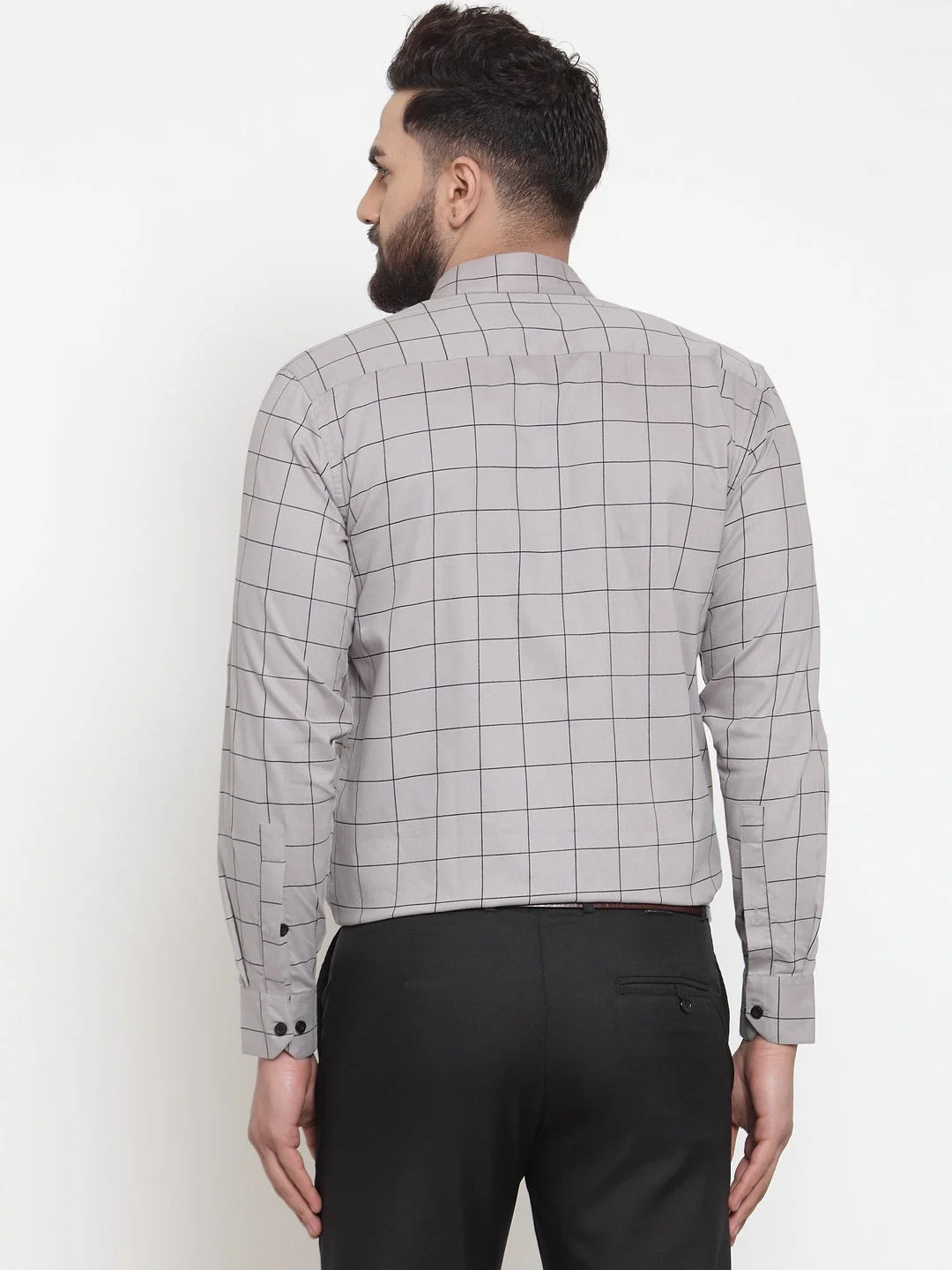 Grey Cotton Checked Formal Shirts | Stylish Mens Shirt Online