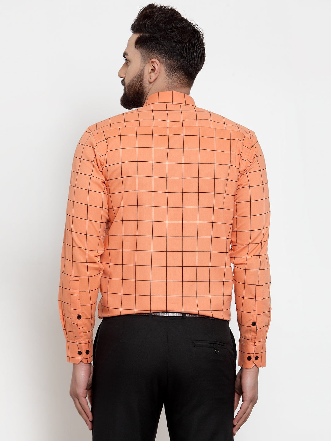 DesiQlo Men Formal Shirts - Orange - SF_742Orange_S