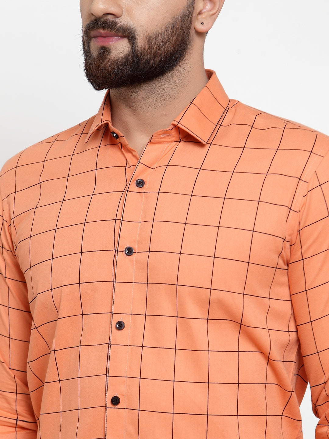 DesiQlo Men Formal Shirts - Orange - SF_742Orange_S