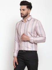 Indian Needle Pink Men's Cotton Striped Formals
