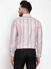 Indian Needle Pink Men's Cotton Striped Formals