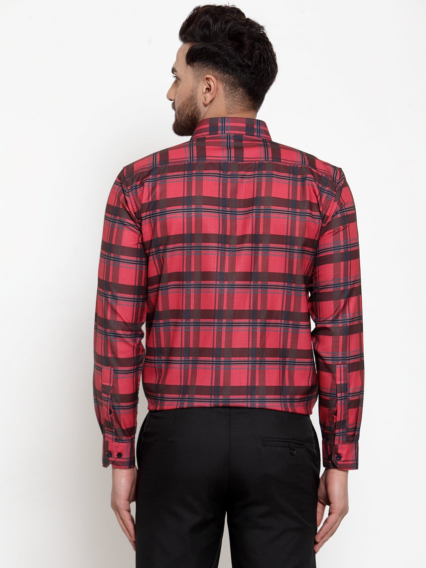 Red Cotton Checked Formal Shirts for Men - Stylish Mens Shirt
