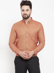 Indian Needle Orange Men's Cotton Button Down Formal Shirts