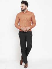Indian Needle Orange Men's Cotton Button Down Formal Shirts