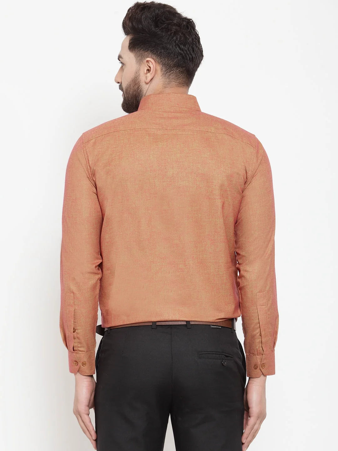 Orange Cotton Mens Shirt - Solid Button Down Formal Shirts