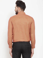Indian Needle Orange Men's Cotton Button Down Formal Shirts