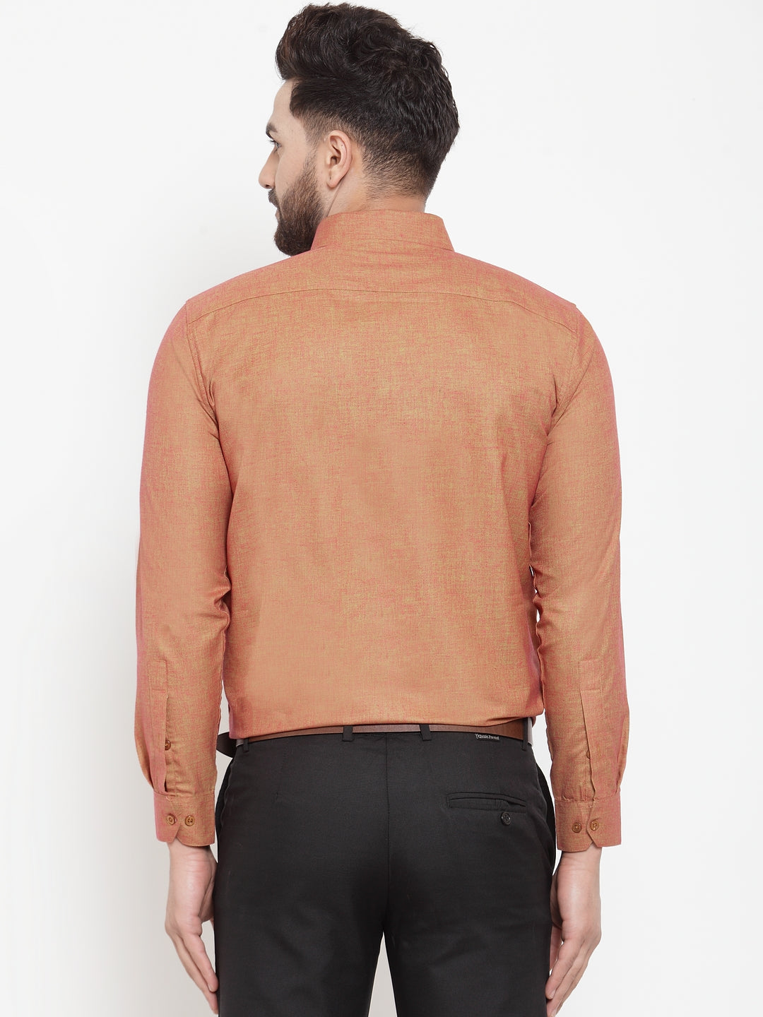 Orange Cotton Mens Shirt - Solid Button Down Formal Shirts