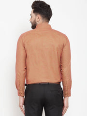 Indian Needle Orange Men's Cotton Button Down Formal Shirts