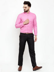Indian Needle Pink Men's Cotton Solid Button Down Formal Shirts