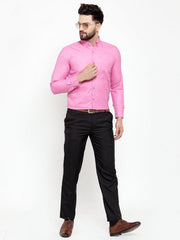 Indian Needle Pink Men's Cotton Solid Button Down Formal Shirts