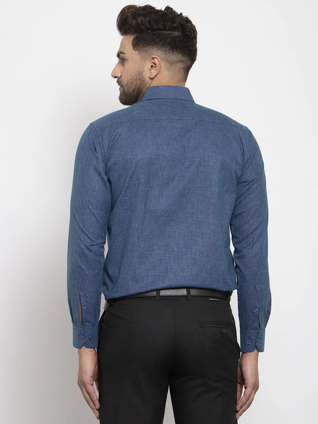 Blue Cotton Button Down Formal Shirts | Indian Needle