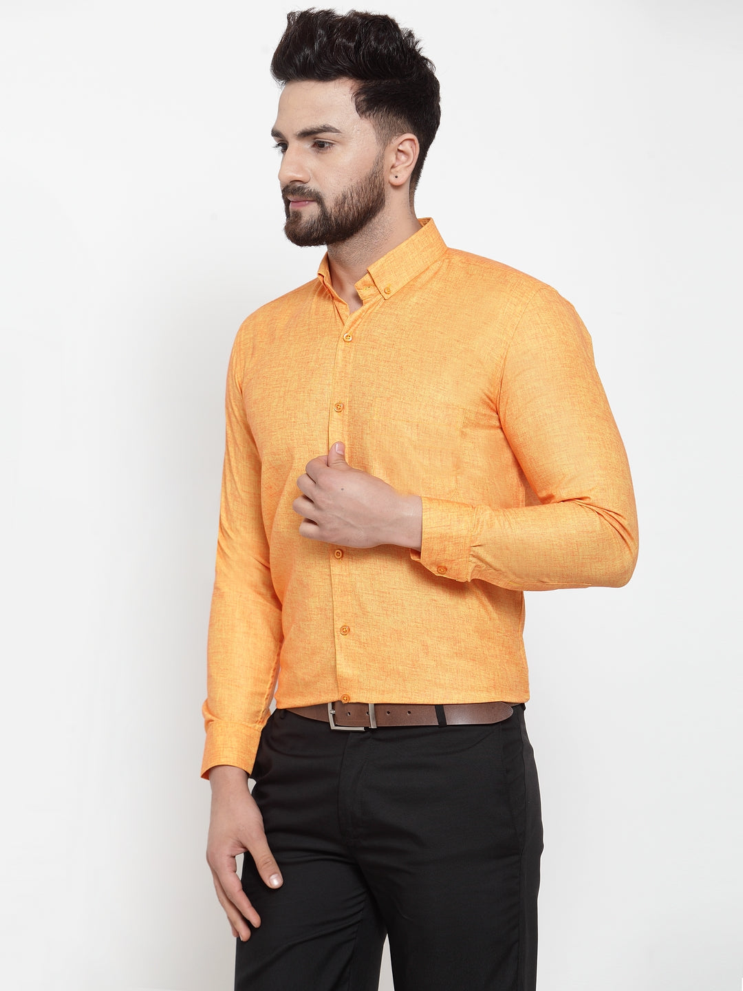 Yellow Cotton Mens Shirt - Solid Button Down Formal Shirts