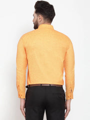 Indian Needle Yellow Men's Cotton Solid Button Down Formal Shirts