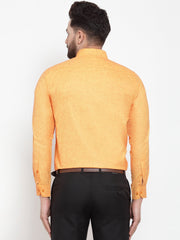 Indian Needle Yellow Men's Cotton Solid Button Down Formal Shirts
