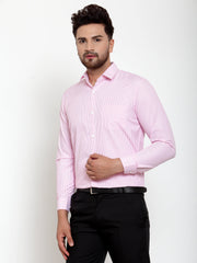 Indian Needle Pink Men's Cotton Striped Formal Shirt's