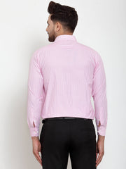 Indian Needle Pink Men's Cotton Striped Formal Shirt's