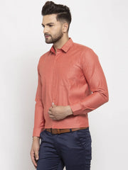 Indian Needle Orange Men's Cotton Polka Dots Formal Shirt's