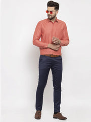Indian Needle Orange Men's Cotton Polka Dots Formal Shirt's