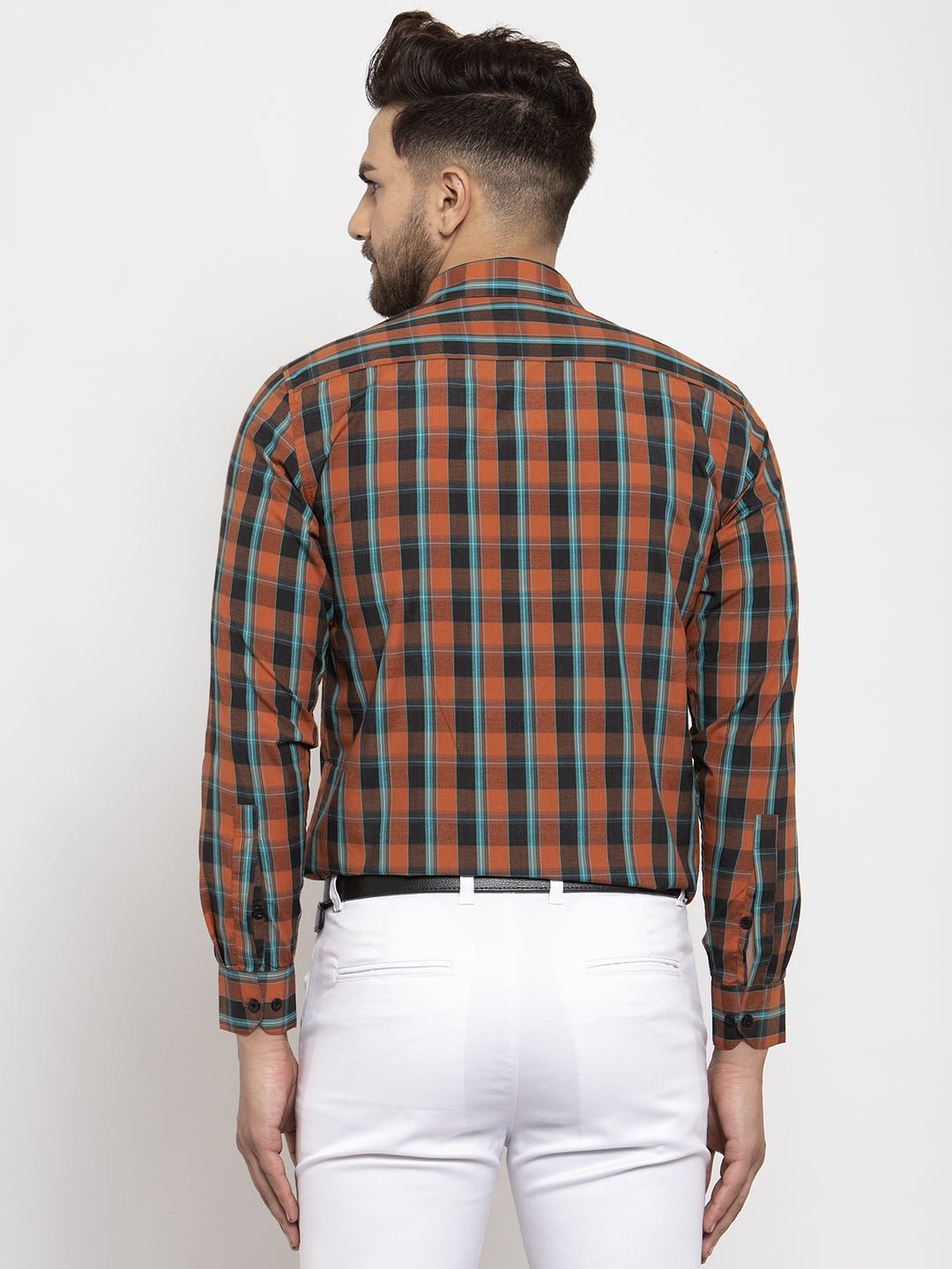 Orange Cotton Formal Shirts | Mens Checked Shirt Collection