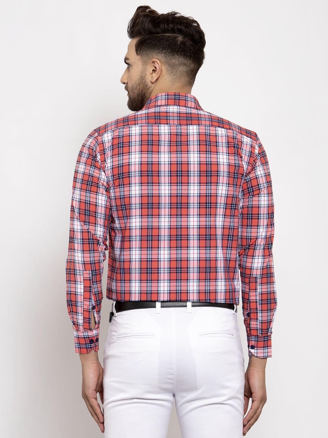 Red Checked Cotton Mens Shirt - Indian Needle Formal Shirts