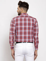 Indian Needle Red Men's Cotton Checked Formal Shirt's