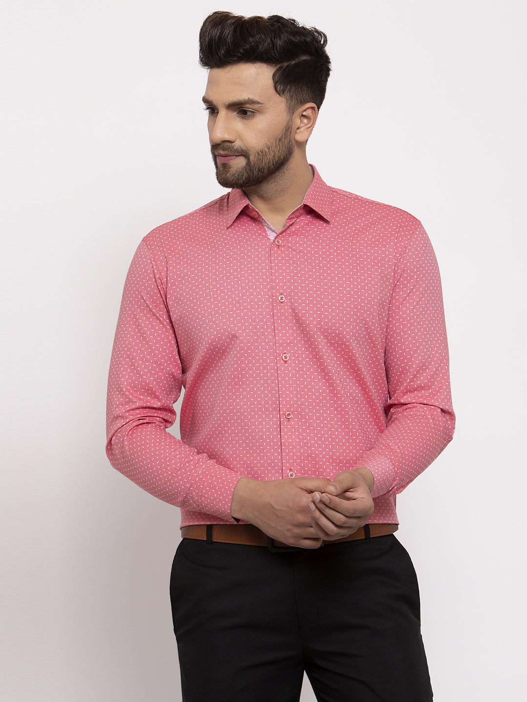 Indian Needle Red Men's Cotton Printed Formal Shirt's